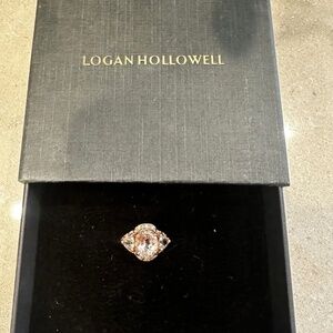 Logan Hollowell Triple Goddess Trillion Morganite Ring with Sprinkled Diamonds